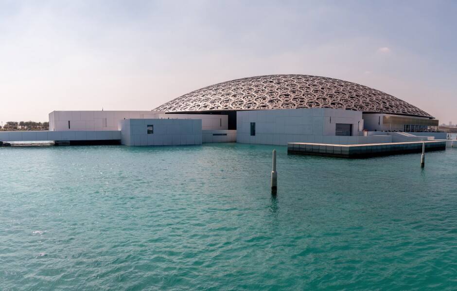 Photograph of The Louvre Museum in Abu Dhabi. 