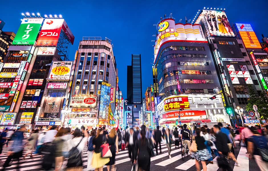 bright signs on buildings in japan