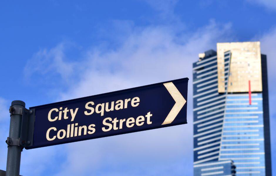 collin street sign in melbourne australia