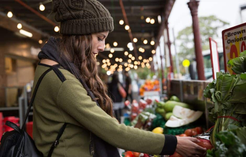 photo of a lady shopping in the south melbourne market