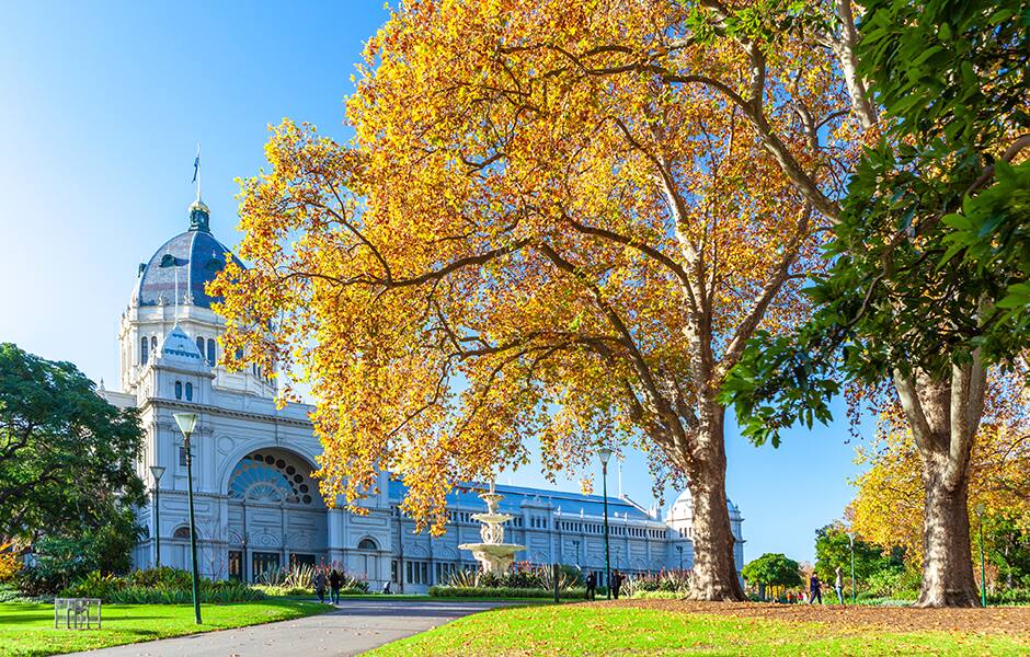 royal exhibition building in autumn melbourne australia