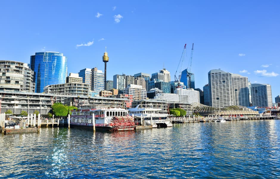 darling harbour on a sunny day sydney