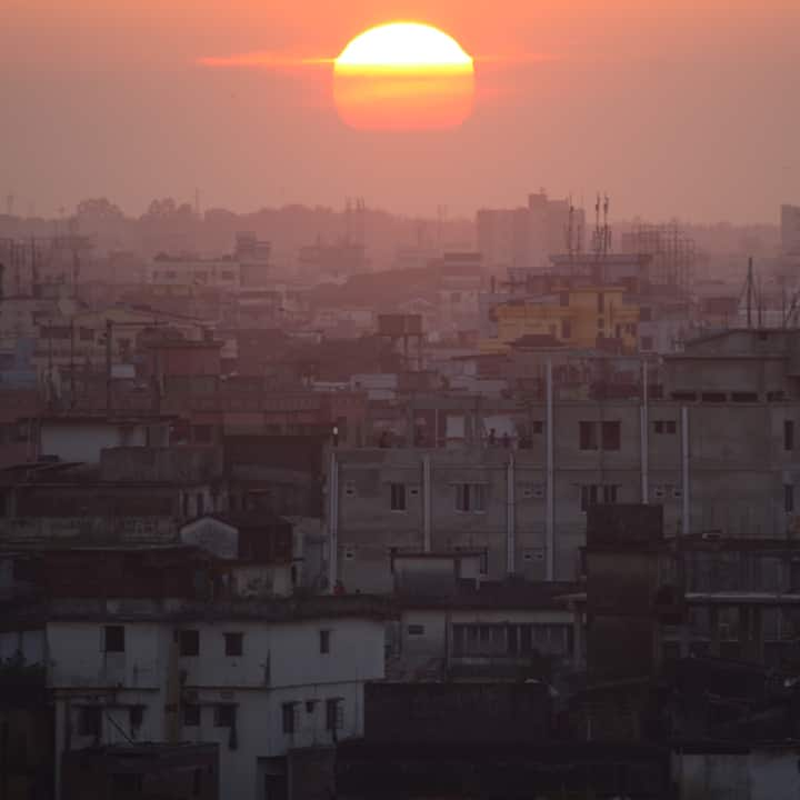 sunset over dhaka bangladesh