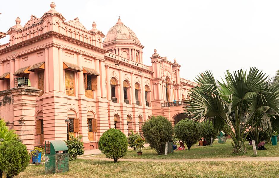 the pink palace in dhaka bangladesh surrounded by trees