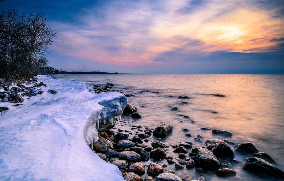 lake ontario beach in winter toronto 