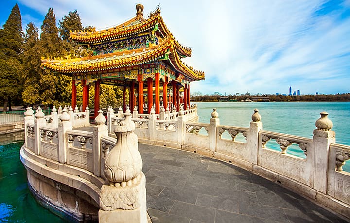 five dragon pavilion in beihai park beijing china