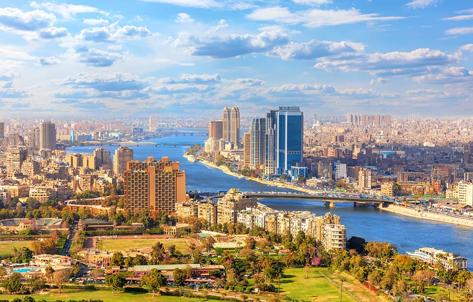 view of cairo and river nile from above