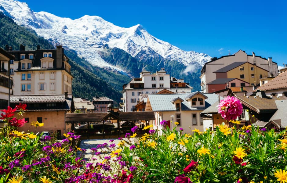 chamonix town and mont blanc france 