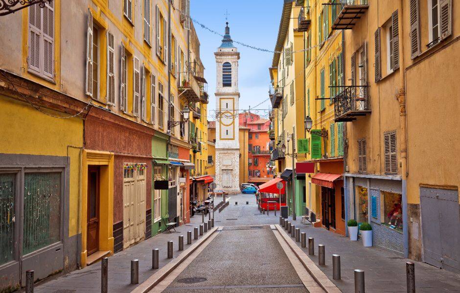 Colourful street in Nice's Old Town