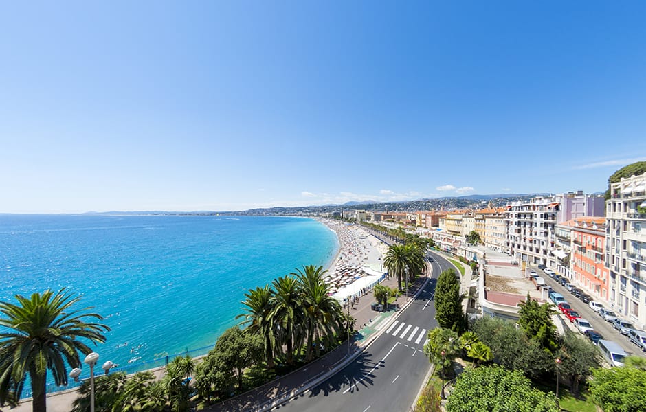 promenade des anglais and beach in nice france