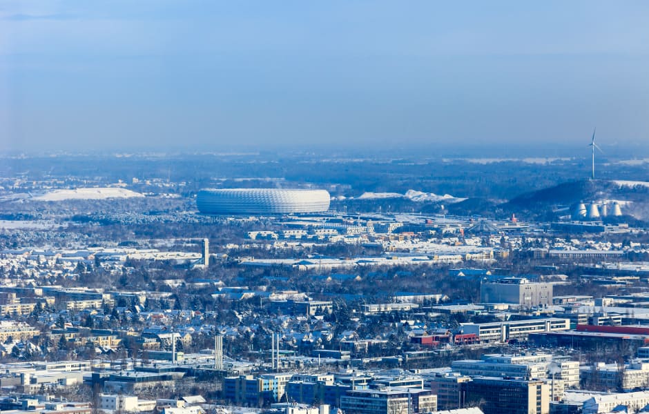 aerial view of the allianz arena munich