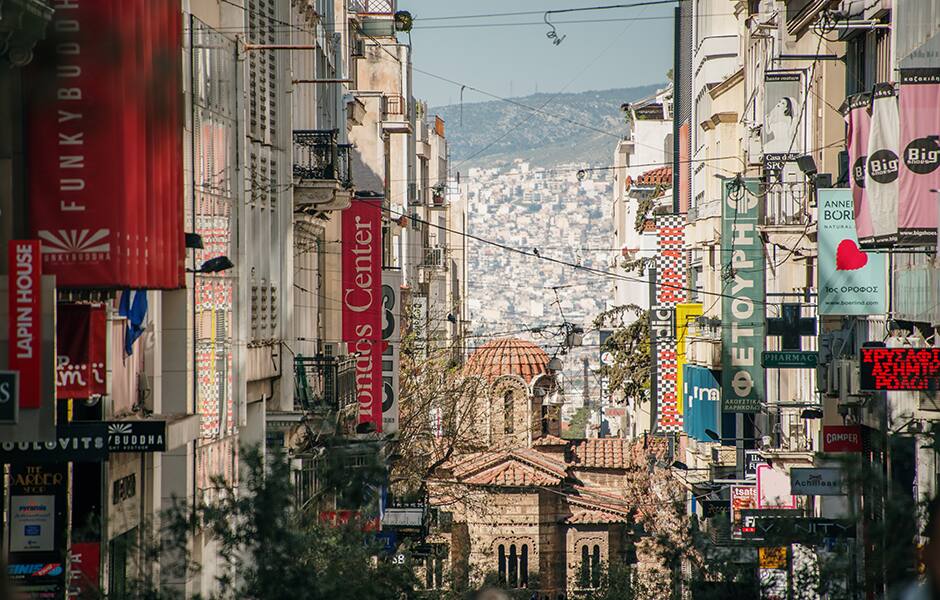 ermo street in athens greece