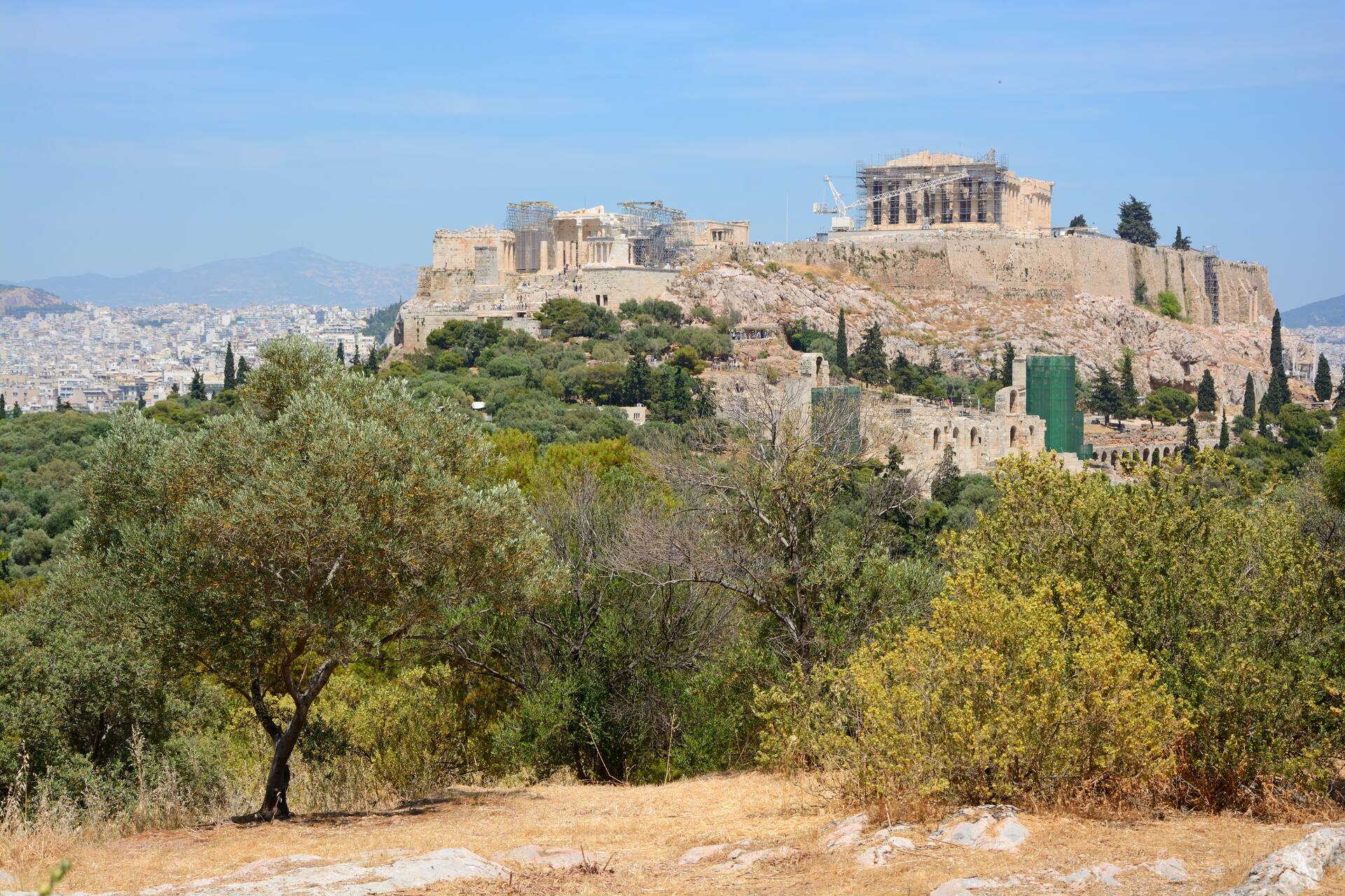 view from filopappos hill athens greece