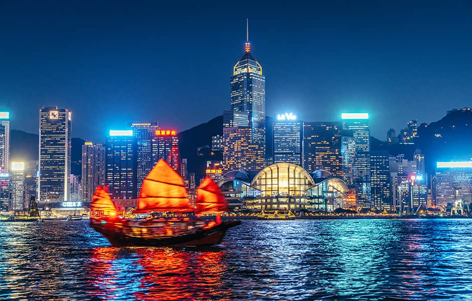 hong kong skyline at night 