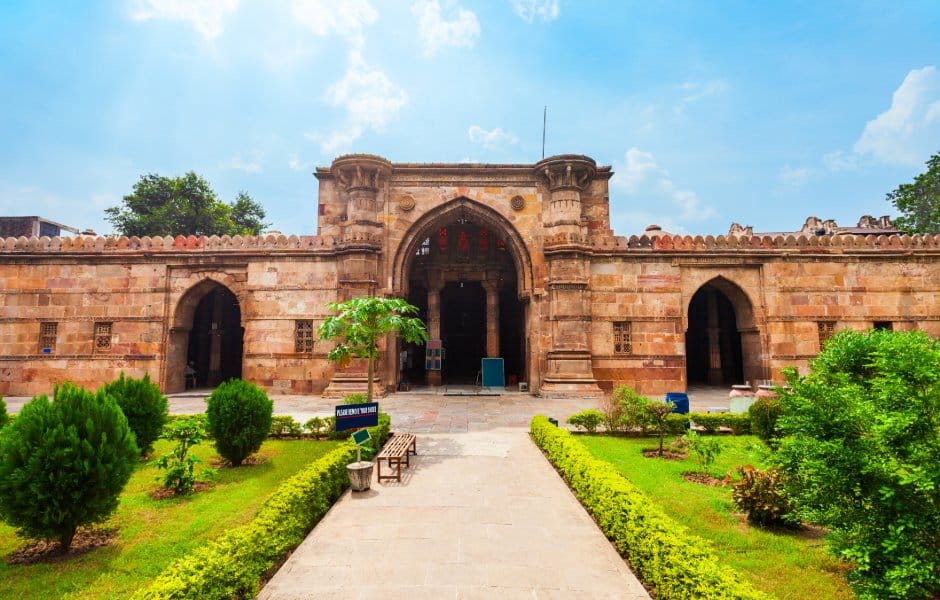 view of sultan ahmed shah mosque in the city of ahmedabad