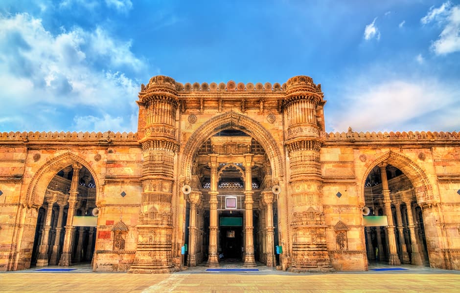 entrance to jama mosque ahmedabad india