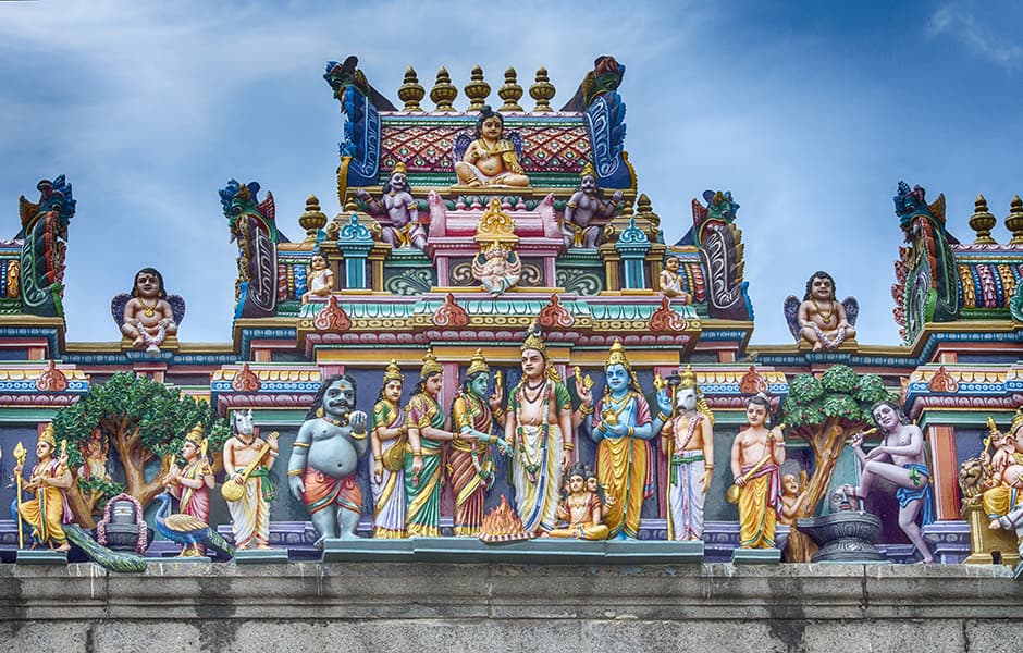 intricate religious statues at the entrance to kapaleeshwarar temple in chennai india