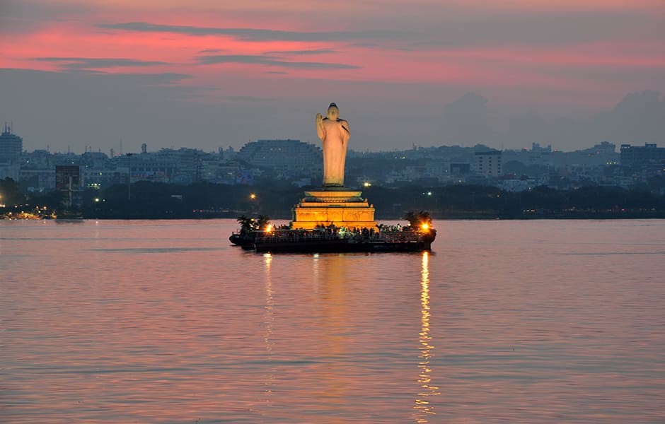 buddha statue in hussain sagar lake hyderabad