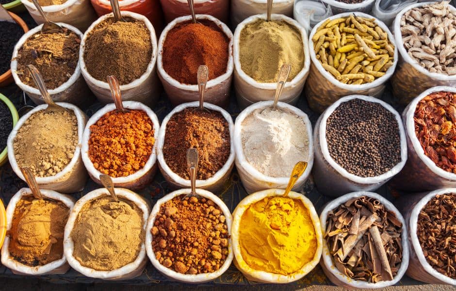 indian spices at local market kozhikode india