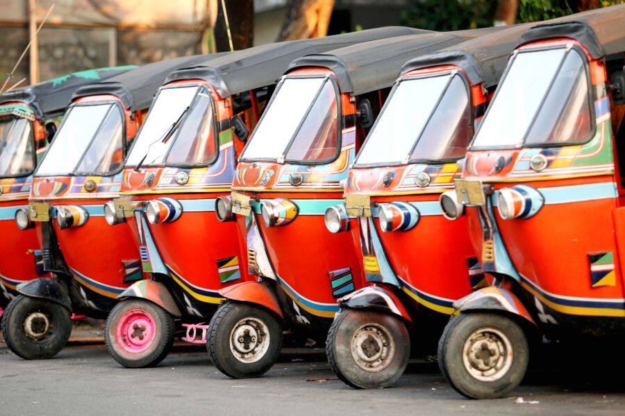 row of tuk-tuks