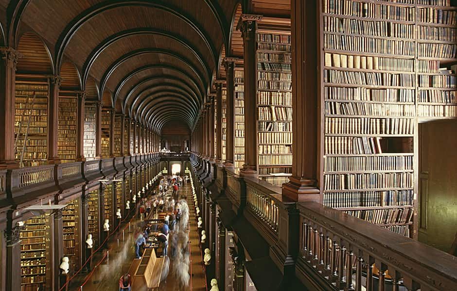 beautiful library filled with old books in ireland