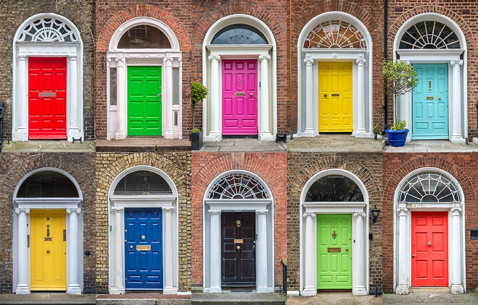 colourful doors collection in dublin ireland