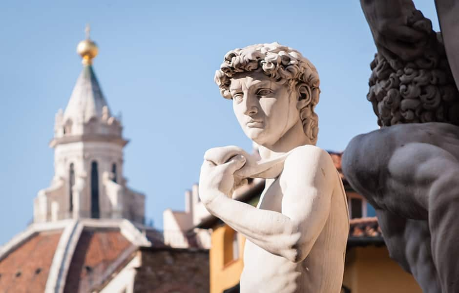 michelangelos david sculpture close up in florence