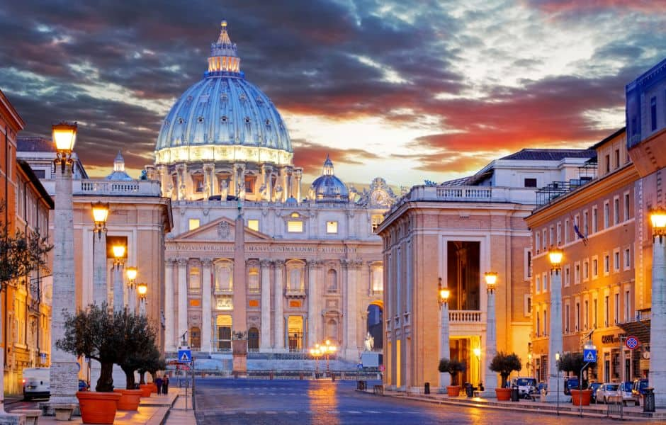 st peters basilica at night