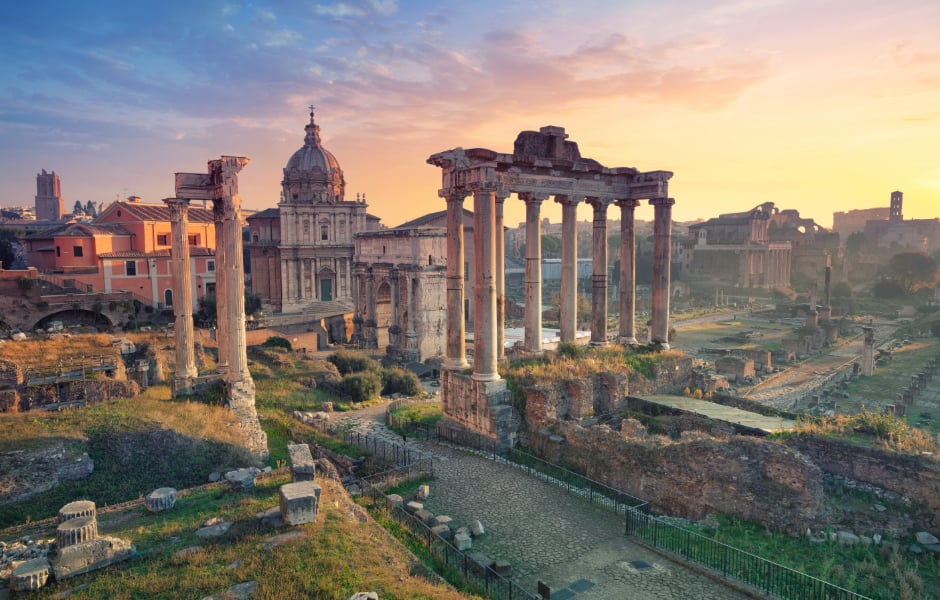 view of roman forum in rome