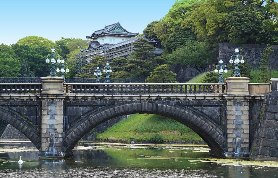 imperial palace and bridge in tokyo japan