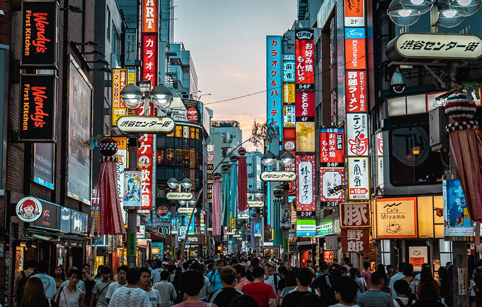 busy city street tokyo