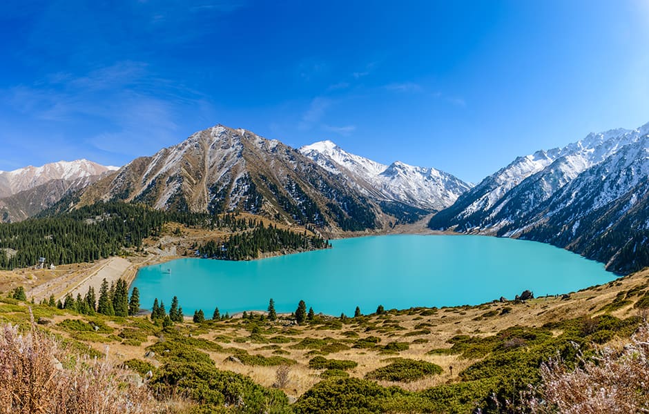 almaty lake and natural landmark in kazakhstan