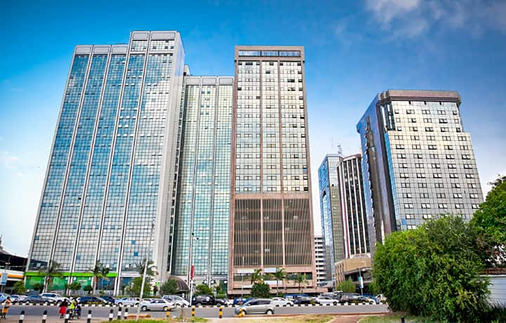 outside view of tower block buildings in nairobi kenya