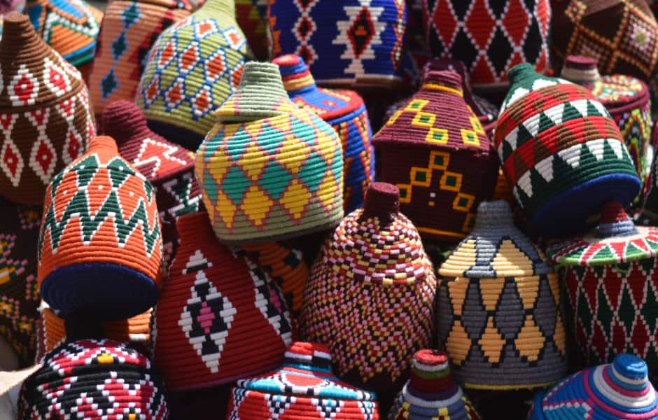 colourful baskets at outdoor markets in lebanon