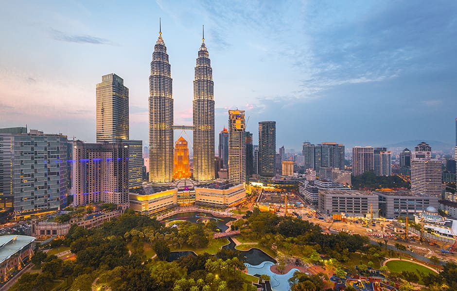 petronas towers kuala lumpur and cityscape