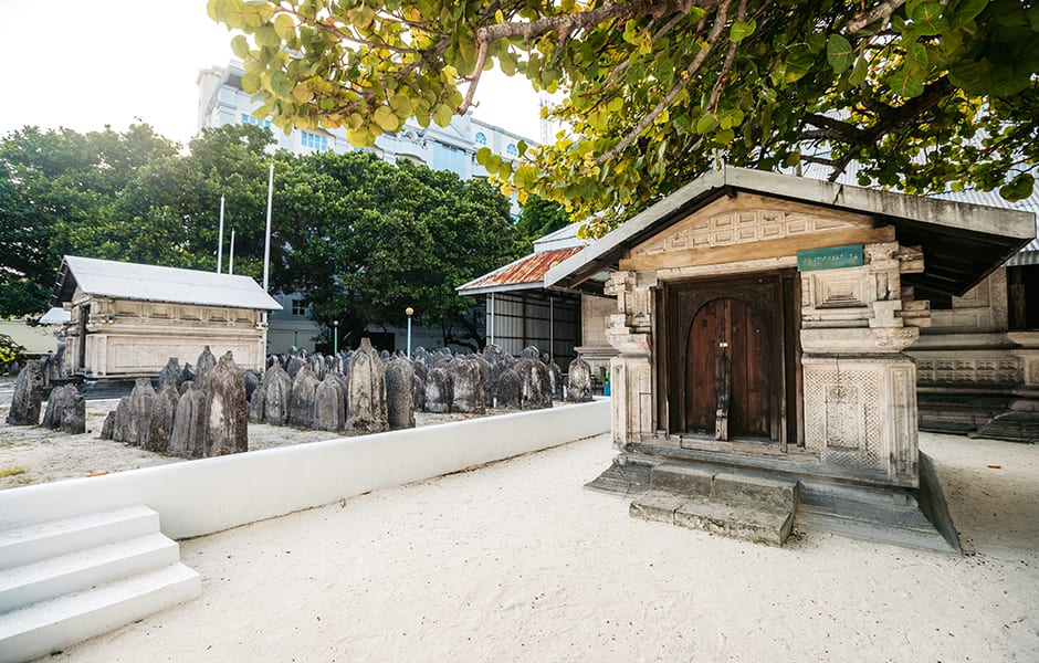 old friday mosque in male maldives with blue skies