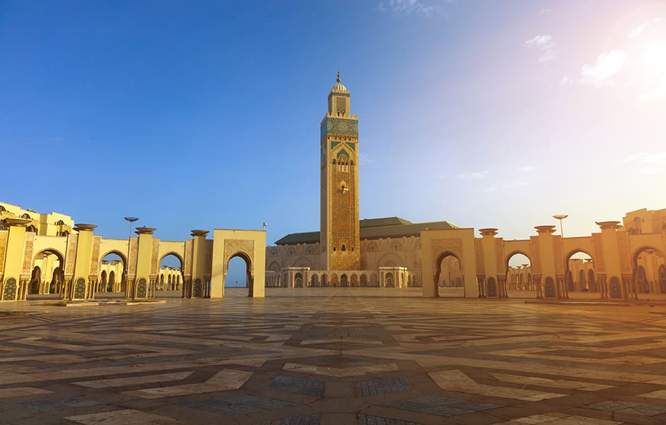 front view of mosque hassan in casablanca morocco