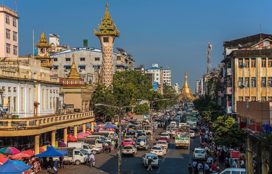 a busy street in yangon myanmar