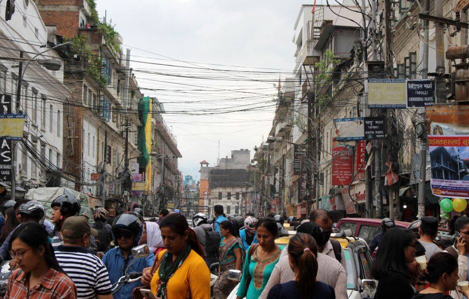 busy indra chowk and market in kathmandu