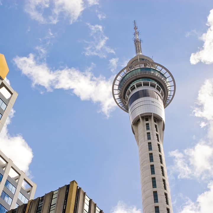 aerial view of sunny ocean harbour auckland australia 