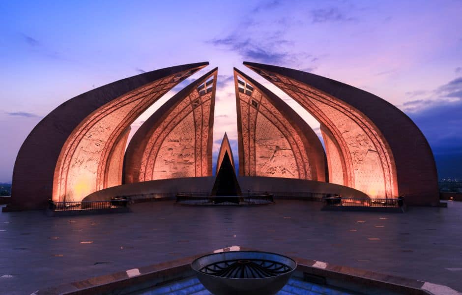 pakistan monument at night in islamabad pakistan