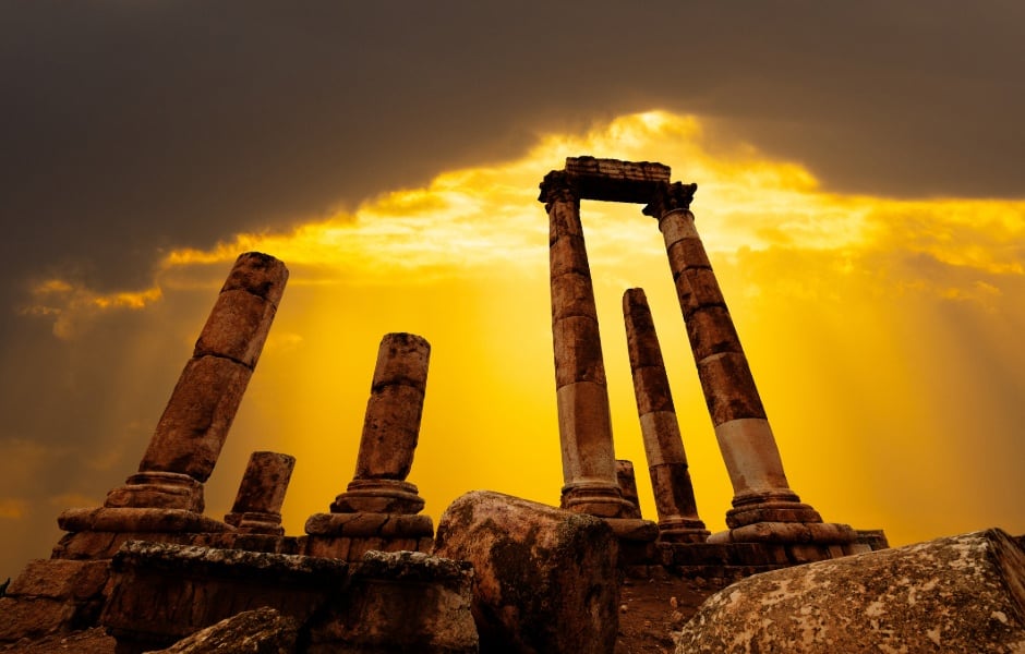 amman citadel at sunset