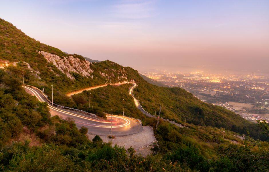 margalla hills in the distance overlooking islamabad