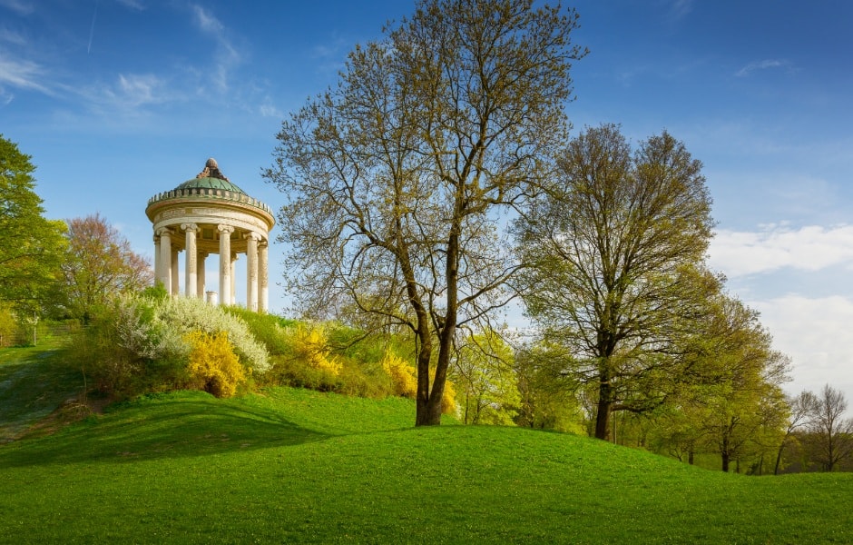 englischer garten in munich on a sunny day