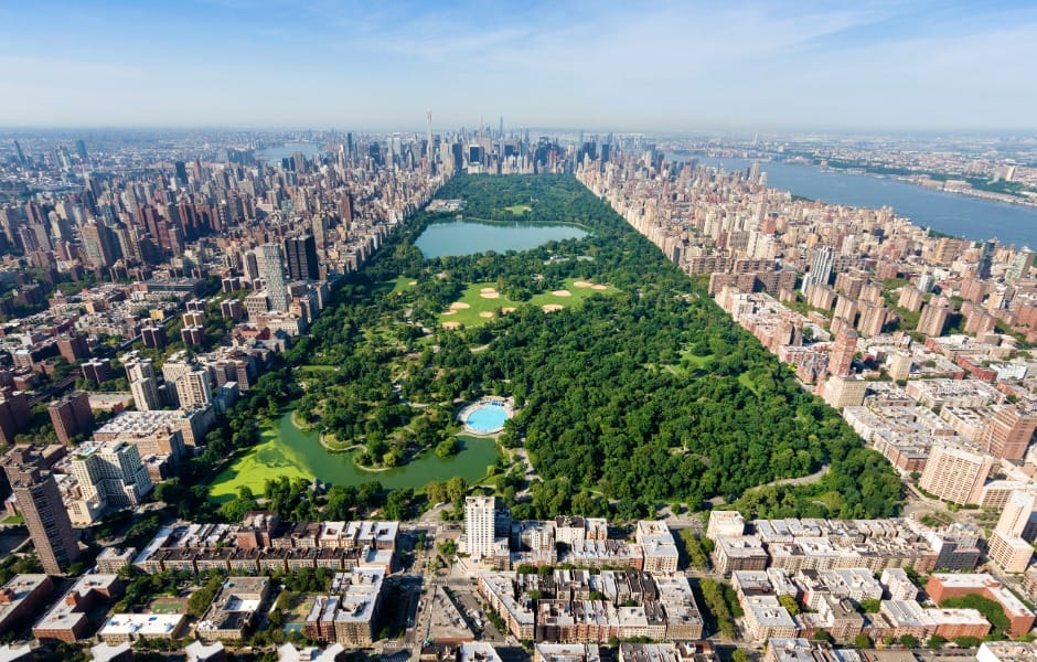 aerial views of manhattan central park 