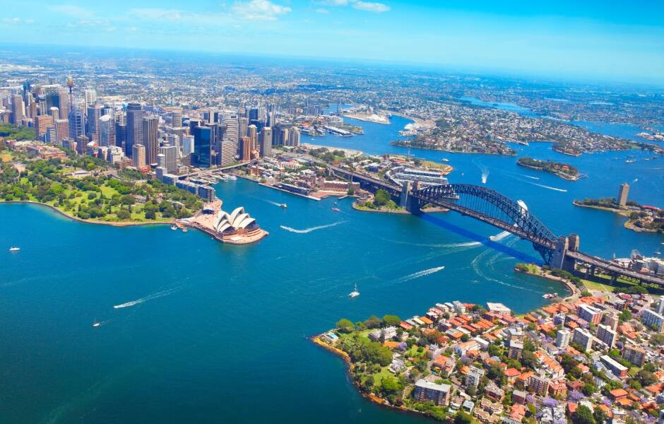 aerial view of sydney harbour