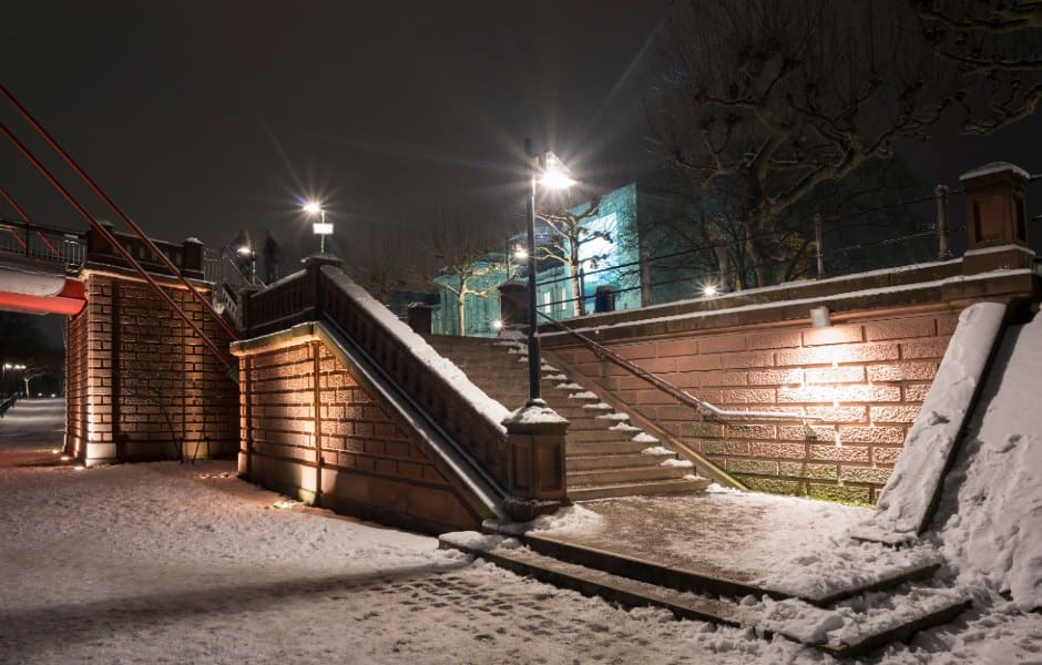 frankfurt covered in snow at winter