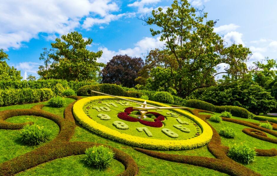 The Flower Clock in Jardin Anglais, Geneva