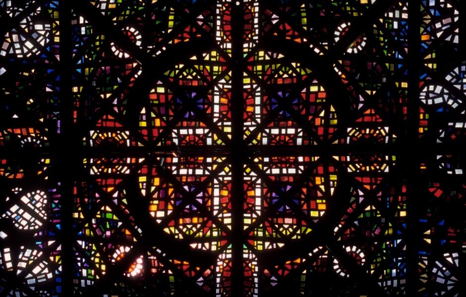 The stained glass ceiling of the national gallery of victoria, melbourne