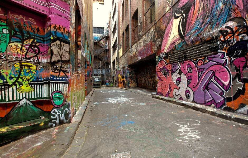 Famous street art along Hosier Lane, Melbourne